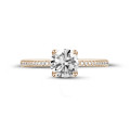 3.00 carat solitaire ring in red gold with side diamonds