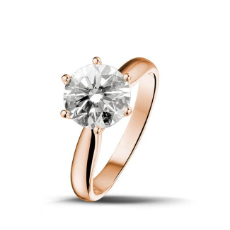 Rings - 2.00 carat solitaire diamond ring in red gold