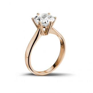 Rings - 2.00 carat solitaire diamond ring in red gold