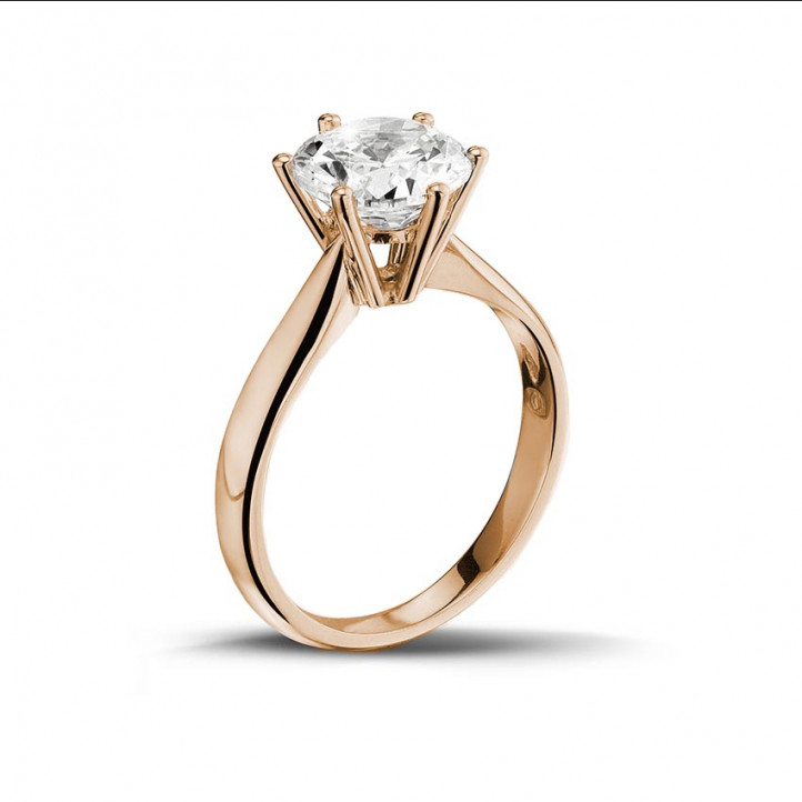 2.00 carat solitaire diamond ring in red gold