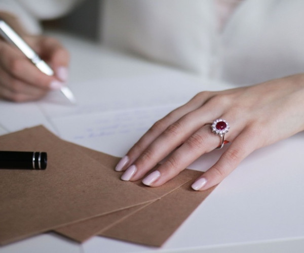 Red diamond engagement ring