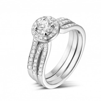 0.50 carat solitaire diamond ring in platinum with side diamonds