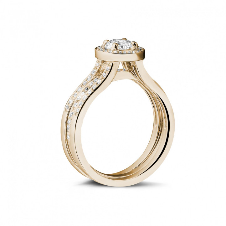 0.50 carat solitaire diamond ring in red gold with side diamonds