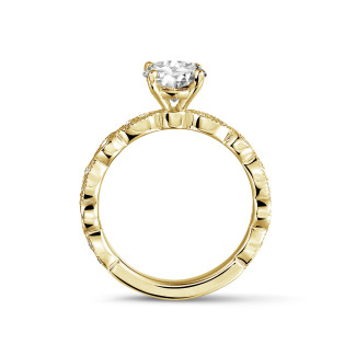 Rings - 2.00 carat solitaire stackable ring in yellow gold with a round diamond with marquise design