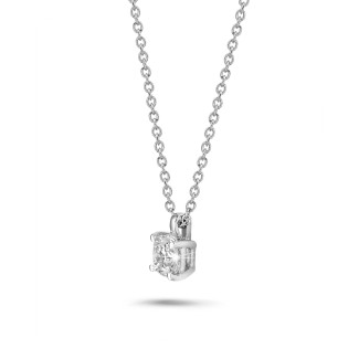 1.00 carat solitaire cushion cut diamond pendant in white gold