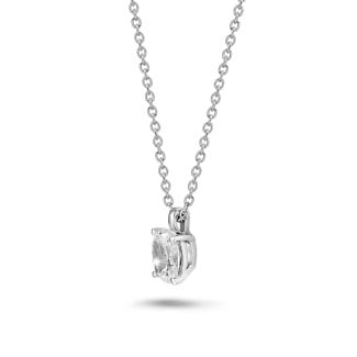 1.00 carat solitaire oval cut diamond pendant in white gold