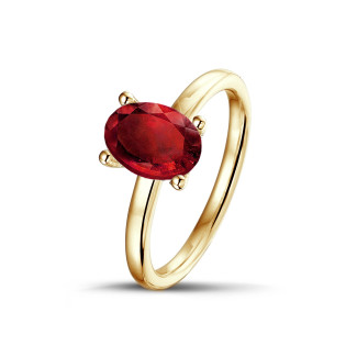 Ring in yellow gold with oval ruby