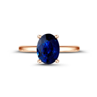 Rings - Ring in red gold with oval sapphire