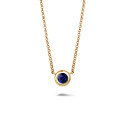 Satellite pendant in yellow gold with a round sapphire