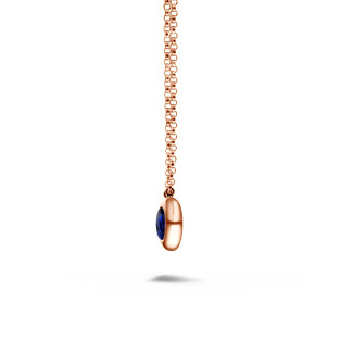 Necklaces - Satellite pendant in red gold with a round sapphire