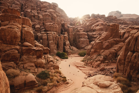 person walking in the desert, being a famous place for diamond discovery