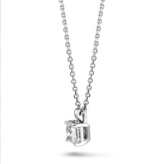 1.00 carat solitaire pendant in white gold with an asscher cut diamond