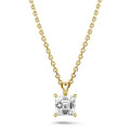 1.00 carat solitaire pendant in yellow gold with an asscher cut diamond