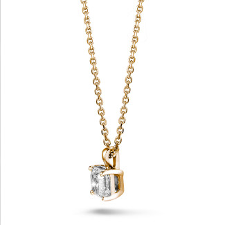Necklaces - 1.00 carat solitaire pendant in red gold with an asscher cut diamond