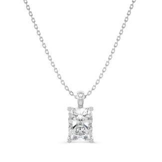 1.00 carat solitaire radiant cut diamond pendant in white gold