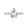 1.20 Ct. solitaire ring in white gold with pear diamond and hidden halo