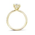 1.20 carat solitaire ring with an asscher cut diamond and hidden halo in yellow gold