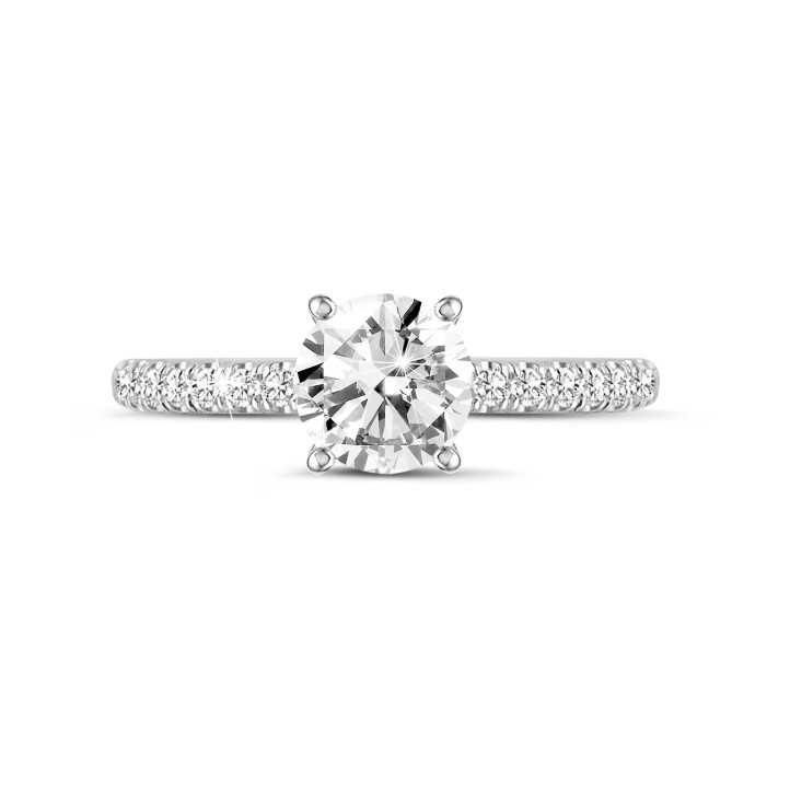 1.20 carat solitaire diamond ring with hidden halo in white gold