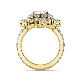 Bespoke entourage ring with an oval cut diamond