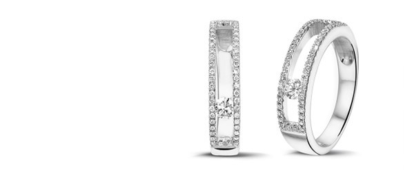 a two-point perspective view of the floating diamond ring, creating a mysterious and elegant ‘floating’ effect
