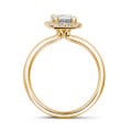1.20 carat solitaire halo ring with a radiant cut diamond in red gold with round diamonds