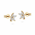 Flower Earrings with Marquise cut Diamond Petals