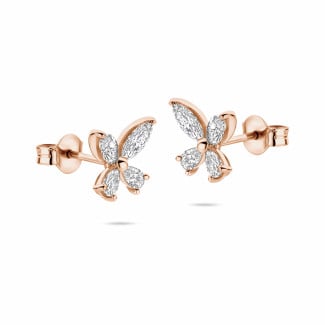 Earrings - Butterfly Earrings with Marquise and Pear cut Diamond Wings