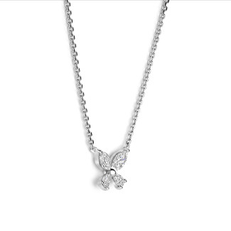 Necklaces - Butterfly Pendant with Marquise and Pear cut Diamond Wings