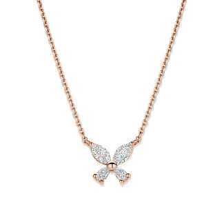 Necklaces - Butterfly Pendant with Marquise and Pear cut Diamond Wings