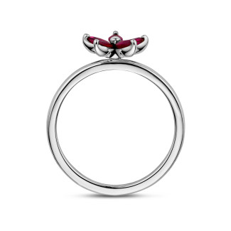 Rings - Flower Ring with Marquise cut Ruby Petals