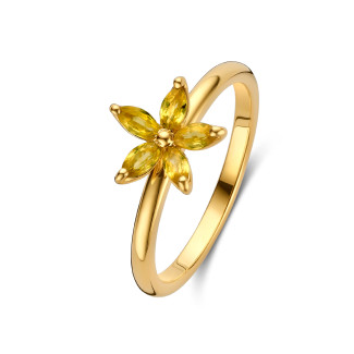 Rings - Flower Ring with Marquise cut Yellow Sapphire Petals