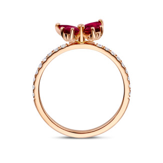 Rings - Butterfly ring with Marquise and Pear cut Ruby Wings