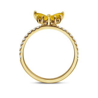 Rings - Butterfly ring with Marquise and Pear cut Yellow Sapphire Wings