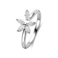 Toi & Moi Flower Ring with Marquise cut Diamond Petals in white gold