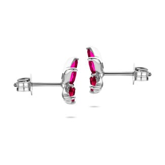 Butterfly Earrings with Marquise cut Red Ruby Wings in white gold