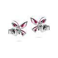 Butterfly Earrings with Marquise cut Red Ruby Wings in white gold