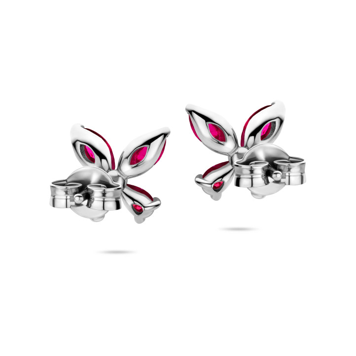 Butterfly Earrings with Marquise cut Red Ruby Wings in white gold