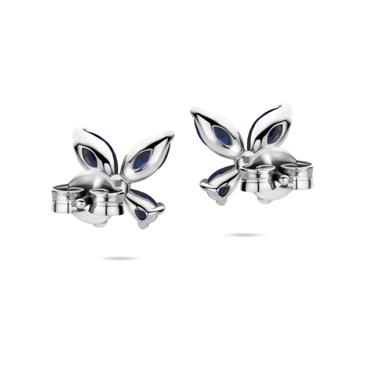 Butterfly Earrings with Marquise cut Blue Sapphire Wings in white gold