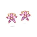Flower Earrings with Marquise cut Pink Sapphire Petals in red gold