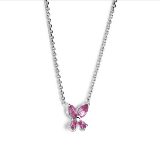 Butterfly Pendant with Marquise cut Pink Sapphire Wings in white gold