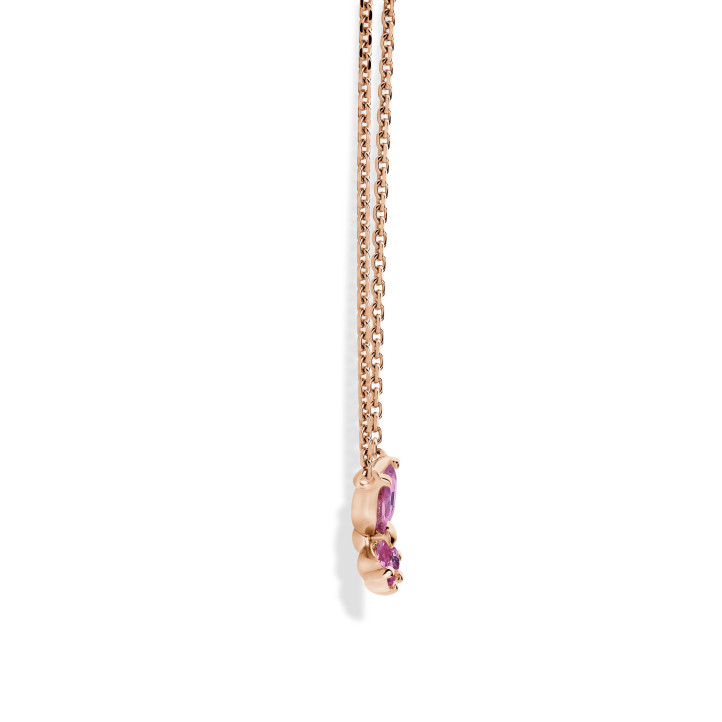 Butterfly Pendant with Marquise cut Pink Sapphire Wings in red gold