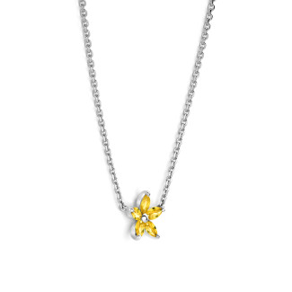 Necklaces - Flower Pendant with Marquise cut Yellow Sapphire Petals in white gold