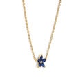 Flower Pendant with Marquise cut Blue Sapphire Petals in yellow gold