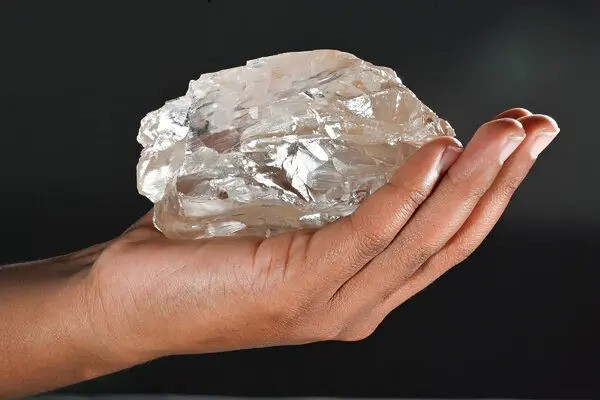 Close-up of someone holding the world’s second-largest diamond, found in Botswana