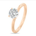 1.20 carat solitaire ring in red gold with round diamond