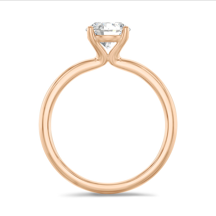 2.00 carat solitaire ring in red gold with round diamond