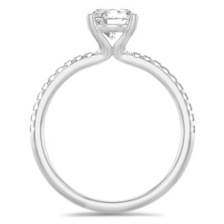 Rings - 2.00 carat solitaire ring in white gold with side diamonds