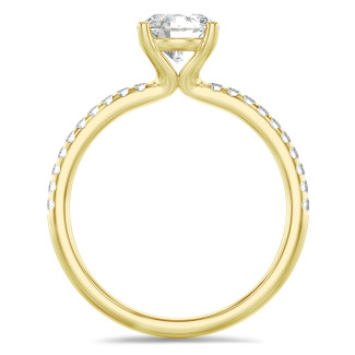 Engagement - 1.50 carat solitaire ring in yellow gold with side diamonds