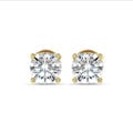 2.00 carat solitaire earrings with round diamonds in yellow gold