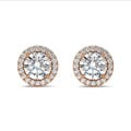 2.00 carat diamond halo earrings in red gold